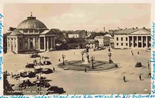 AK / Ansichtskarte 73975982 Karlskrona_Carlskrona_Sweden Torget och Tyska kyrkan