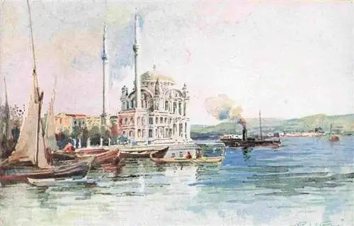 AK / Ansichtskarte 73976043 Constantinople_Constantinopel_ISTANBUL_TK Ansicht vom Meer aus Kuenstlerkarte