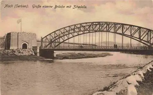 AK / Ansichtskarte  Nisch_NIS_Okrug_Nisava_Serbija Grosse eiserne Bruecke mit Zitadelle