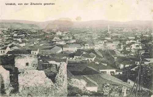 AK / Ansichtskarte 73976209 Ueskueb_Uskub_SKOPJE_Skoplje_North_Macedonia Panorma Ausblick von der Zitadelle Lazarett-Stempel
