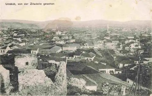 AK / Ansichtskarte  Ueskueb_Uskub_SKOPJE_Skoplje_North_Macedonia Panorma Ausblick von der Zitadelle Lazarett-Stempel