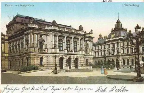 AK / Ansichtskarte  Reichenberg__LIBEREC_Boehmen_CZ Theater und Postgebaeude