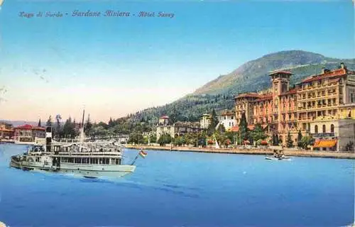 AK / Ansichtskarte  Gardone_Riviera_di_Garda_IT Hôtel Savoy Dampfer Ansicht vom See aus