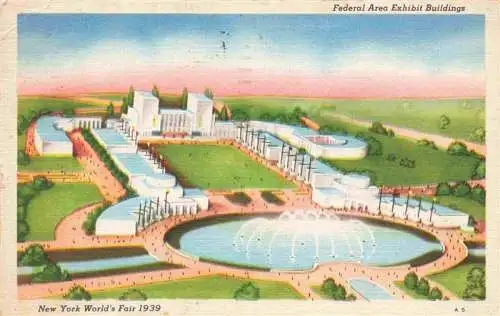 AK / Ansichtskarte  NEW_YORK_City_USA World's Fair Federal Area Exhibit Buildings Illustration