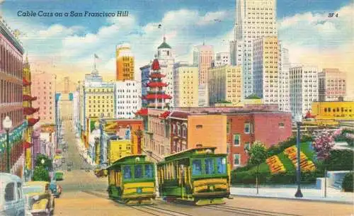 AK / Ansichtskarte 73976404 SAN_FRANCISCO_California_USA Cable Cars on a San Francisco Hill Illustration