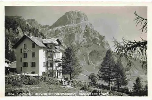 AK / Ansichtskarte  Colfosco_in_Badia_Kolfuschg_1645m_Dolomiti_IT Pensione Belvedere Sass songher Dolomiten