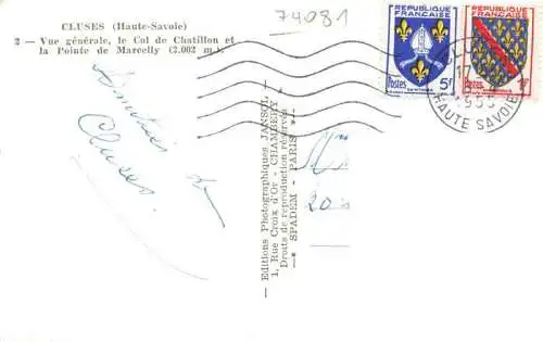 AK / Ansichtskarte  Cluses_74_Haute-Savoie Vue générale Col de Chatillon Pointe de Marcelly