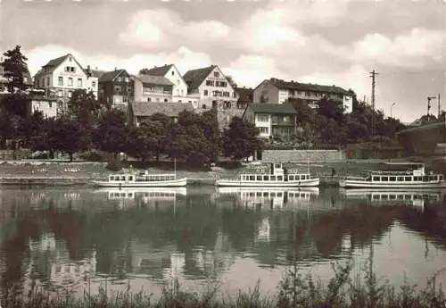 AK / Ansichtskarte  Jagstfeld Uferpartie am Fluss Blick zum Gasthof Sonne Fahrgastschiffe