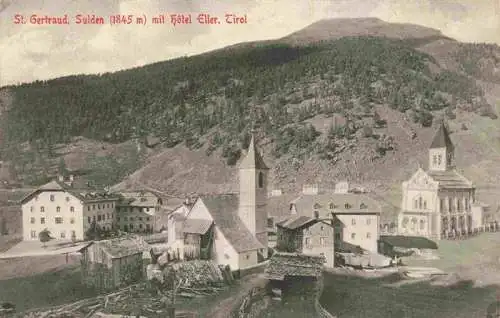 AK / Ansichtskarte  Sulden_Solda_Trentino-Alto-Adige_IT St. Gertraud Kirche Hotel Eller