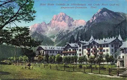 AK / Ansichtskarte 73976801 Schluderbach_Carbonin_Toblach_Suedtirol_IT Hotel Monte Cristallo mit Croda Rossa Ampezzaner Dolomiten