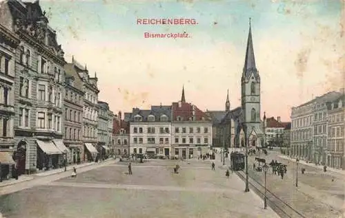 AK / Ansichtskarte  Reichenberg__LIBEREC_Boehmen_CZ Bismarckplatz Kirche