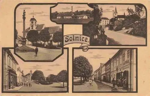 AK / Ansichtskarte  Solnice_Solnitz_Reichenau_Knieschna_CZ Motive Stadtzentrum Kirche Saeule