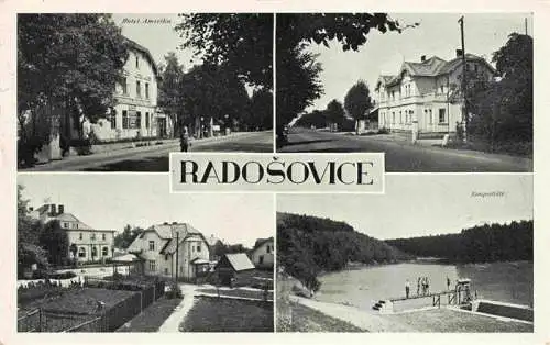 AK / Ansichtskarte  Radosovice_Ricany_Ritschan_CZ Hotel Amerika Teilansichten Badesee