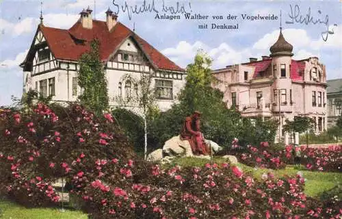 AK / Ansichtskarte 73977468 Dux_Sudeten_Duchcov_CZ Anlagen Walther von der Vogelweide mit Denkmal