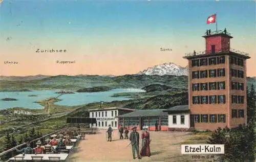 AK / Ansichtskarte  Etzel-Kulm_Etzelkulm_1098m_SZ Panorama Aussichtsturm Zuerichsee Alpen