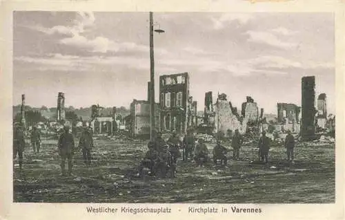 AK / Ansichtskarte  Varennes-en-Argonne_55_Meuse Kirchplatz Westlicher Kriegsschauplatz Truemmer 1. Weltkrieg