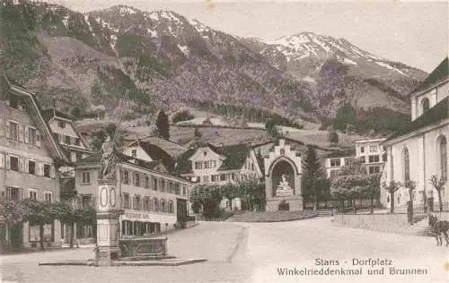 AK / Ansichtskarte  Stans_NW Dorfplatz Winkelrieddenkmal und Brunnen