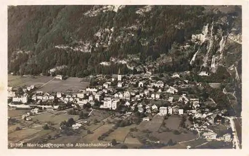 AK / Ansichtskarte  Meiringen_BE Fliegeraufnahme mit Alpbachschlucht