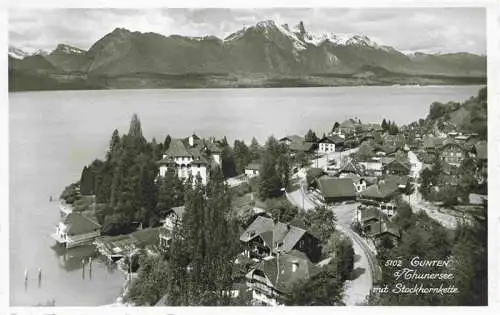 AK / Ansichtskarte  Gunten_Thunersee_BE Fliegeraufnahme mit Stockhornkette