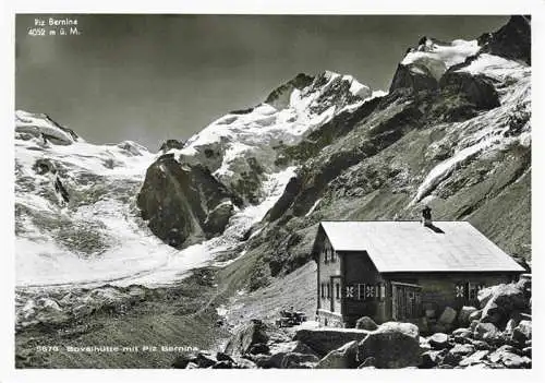 AK / Ansichtskarte  Bovalhuette_SAC_2495m_Morteratsch_GR mit Piz Bernina