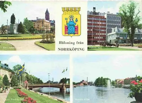 AK / Ansichtskarte 73978283 Norrkoeping_Sweden Karl Johans Park Folkets Hus Oscar Fredriks bro Motala stroem