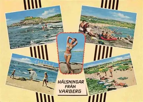 AK / Ansichtskarte  Varberg_Sweden Kuestenpanorama Strand Badenixe