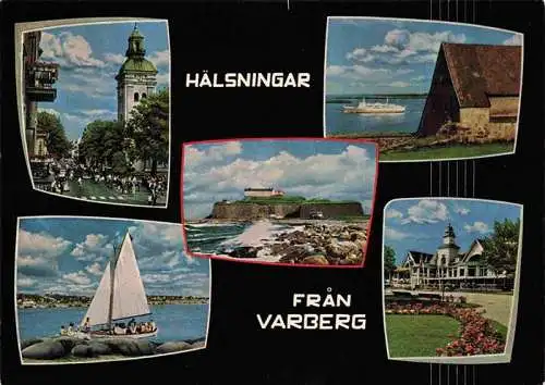 AK / Ansichtskarte  Varberg_Sweden Teilansichten Kuestenpanorama Segeln Kirche Restaurant