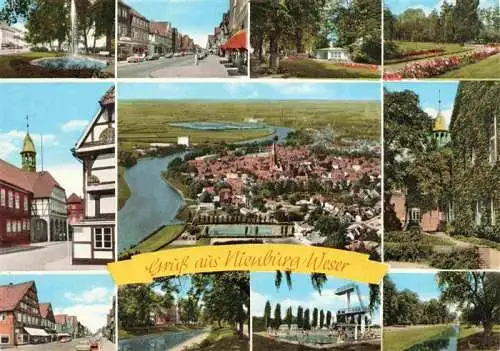 AK / Ansichtskarte 73978309 Nienburg_Weser Teilansichten Parkanlagen Stadtzentrum Freibad Luftaufnahme