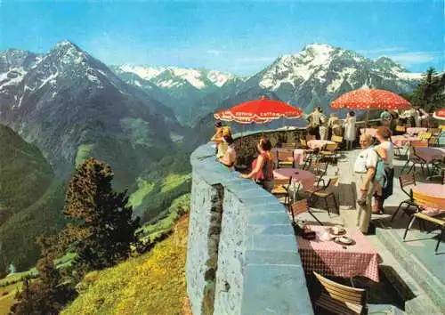AK / Ansichtskarte 73978325 Mayrhofen_Zillertal_Tirol_AT Café Restaurant Penkenbahn Ausblick zum Tristner Ingentstock und Gruenberg
