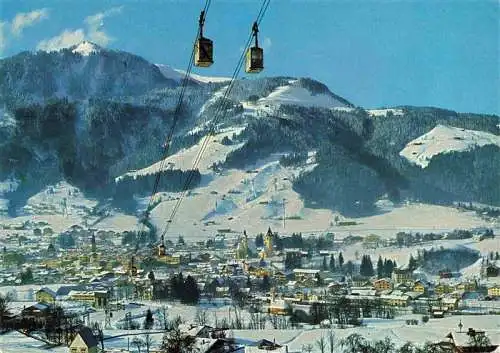 AK / Ansichtskarte  Kitzbuehel_Tirol_AT Panorama Bergbahn Blick gegen Hahnenkamm Wintersportplatz Alpen