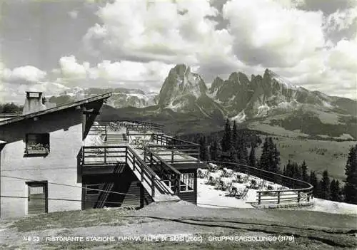 AK / Ansichtskarte  Seiseralm__Seiseralpe_Alpe_di_Siusi_Trentino_IT Ristorante Stazione Funivia Alpe di Siusi Panorama Gruppo Sassolungo Langkofel Dolomiten