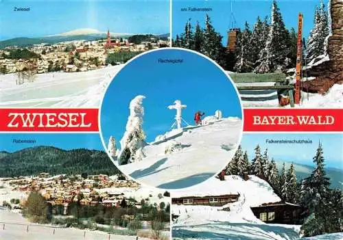 AK / Ansichtskarte  Zwiesel__Niederbayern Panorama Wintersportplatz Falkenstein Rachelipfel Rabenstein Falkensteinschutzhaus