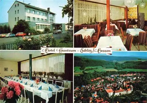 AK / Ansichtskarte 73978412 Schlitz_Hessen Hotel Guntrum Restaurant Luftaufnahme