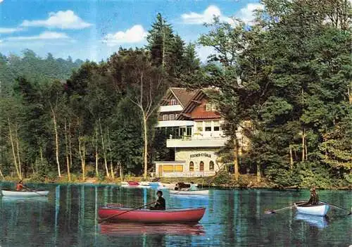 AK / Ansichtskarte  Ebnisee_Welzheim_BW Bootfahren auf dem See Gaststaette Fischer-Stueble