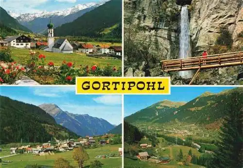 AK / Ansichtskarte 73978475 Gortipohl_St_Gallenkirch_Vorarlberg_AT Ortsansicht mit Kirche Panorama Wasserfall
