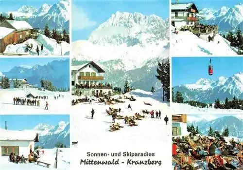 AK / Ansichtskarte 73978517 MITTENWALD_Bayern Wintersportplatz Kranzberg St. Anton mit Woerner Alpenpanorama