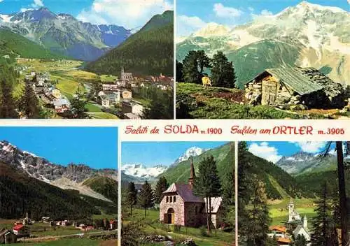 AK / Ansichtskarte 73978526 Solda_Sulden_Trentino-Alto-Adige_IT Panorama Berghuette Kirche Ortlergebiet