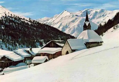 AK / Ansichtskarte 73978546 Rojental_Reschen_See_Tirol Bergdorf Kirche Winterpanorama