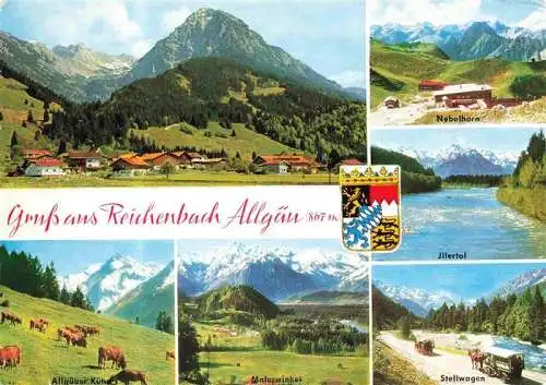 AK / Ansichtskarte 73978866 Reichenbach_Oberstdorf Panorama Nebelhorn Illertal Allgaeuer Kuehe Malerwinkel Stellwagen