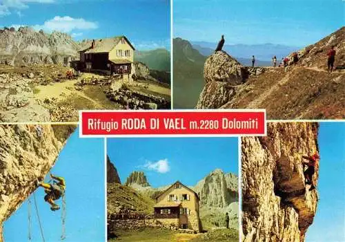 AK / Ansichtskarte 73978869 Roda_di_Vael_2283m_Rotwandhuette_Dolomiti_IT Rifugio Berghuette Dolomiten Bergkletterer