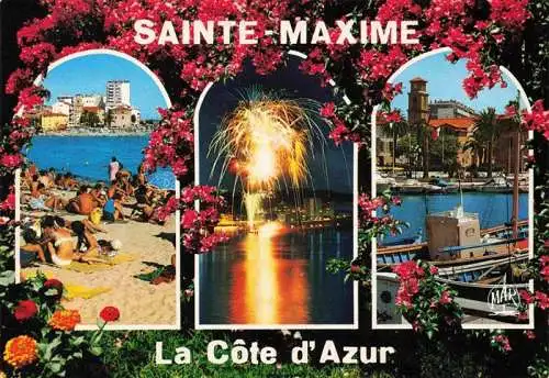 AK / Ansichtskarte  Sainte-Maxime-sur-Mer_83 Strand Feuerwerk Hafen