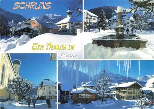 AK / Ansichtskarte 73978905 Schruns_Vorarlberg Wintersportplatz im Montafon Teilansichten Brunnen im Winterzauber Eiszapfen