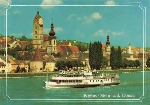AK / Ansichtskarte 73978924 Stein_Krems Ansicht ueber die Donau Fahrgastschiff