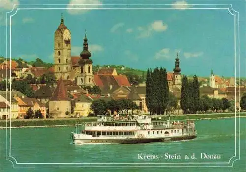 AK / Ansichtskarte  Stein_Krems Ansicht ueber die Donau Fahrgastschiff