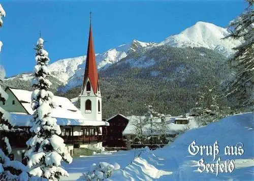 AK / Ansichtskarte 73978944 Seefeld_Tirol Gotische Pfarrkirche St. Oswald Schigebiet Rosshuete im Winterzauber