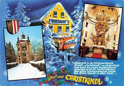 AK / Ansichtskarte  Unterhimmel_Steyr Gruss aus Christkindl Kirche Altar Postamt
