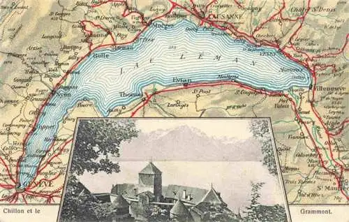 AK / Ansichtskarte  CHILLON_Chateau_de_Montreux_VD et le Grammont Landkarte Genfersee und Umgebung