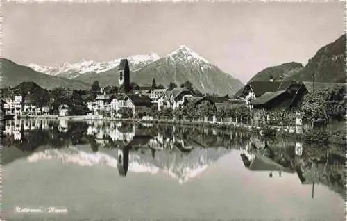 AK / Ansichtskarte  Unterseen_Interlaken_BE Ansicht vom See aus Blick gegen Niesen