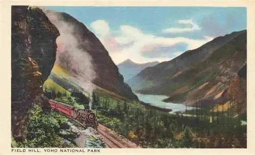 AK / Ansichtskarte 73979098 Field_Hill_British_Columbia_Canada Panorama Yoho National Park Dampflokomotive Kuenstlerkarte
