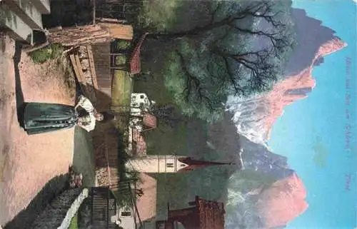 AK / Ansichtskarte  Seis_am_Schlern_Kastelruth_Siusi_allo_Sciliar_Suedtirol_IT Dorfmotiv mit Kirche Trachten